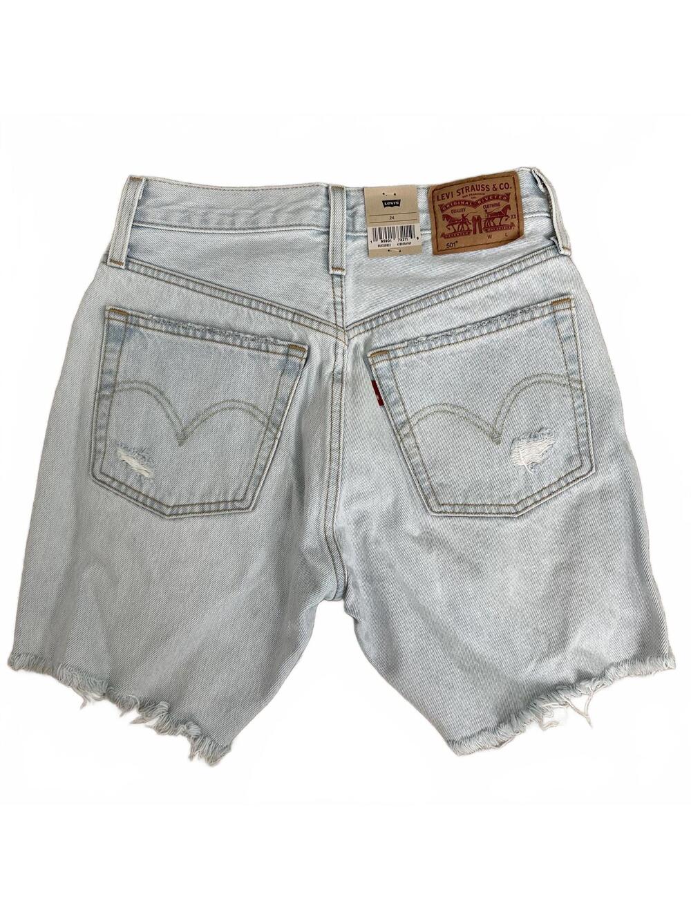 Levi's 501 Mid Thigh Distressed Cotton Shorts Shake It Up NWT Size 24 - Picture 2 of 7